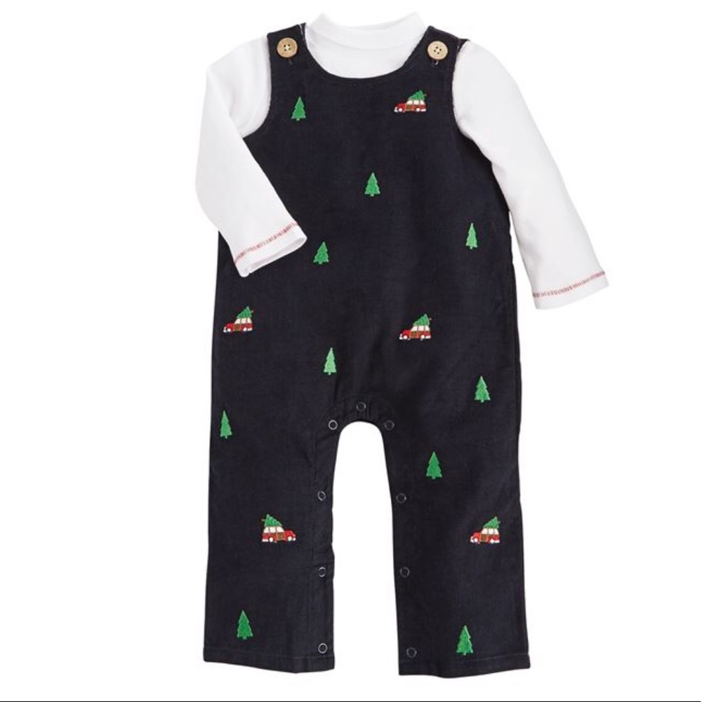 Navy Christmas Corduroy Longall & Shirt Set